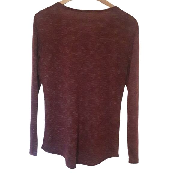 Womens Sz S Burgandy Lace Up Front Long Sleeve Y2K 90s Grunge Silverwear Top - Picture 2 of 9